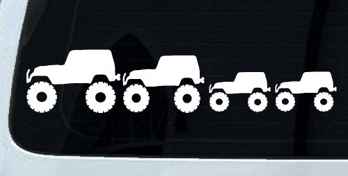 Jeep Stick Family With Two Kids Off Road Car or Truck Window Decal Sticker