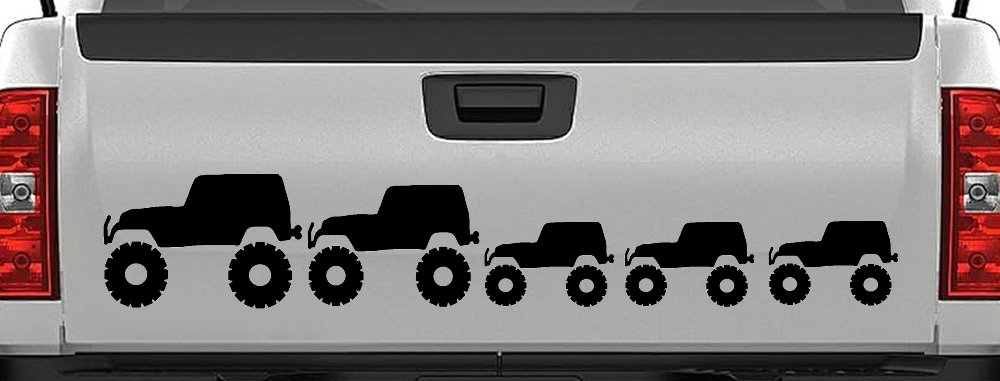 Jeep Stick Family With Three Kids Off Road Car or Truck Window Decal Sticker