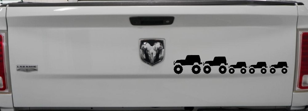 Jeep Stick Family With Three Kids Off Road Car or Truck Window Decal Sticker