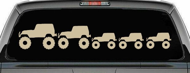 Jeep Stick Family With Three Kids Off Road Car or Truck Window Decal Sticker
