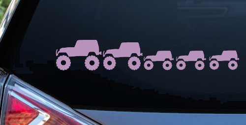 Jeep Stick Family With Three Kids Off Road Car or Truck Window Decal Sticker