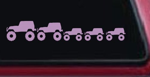 Jeep Stick Family With Three Kids Off Road Car or Truck Window Decal Sticker (Lilac)