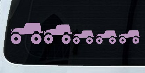 Jeep Stick Family With Three Kids Off Road Car or Truck Window Decal Sticker