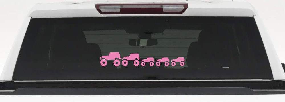 Jeep Stick Family With Three Kids Off Road Car or Truck Window Vinyl Decal Sticker (Pink)