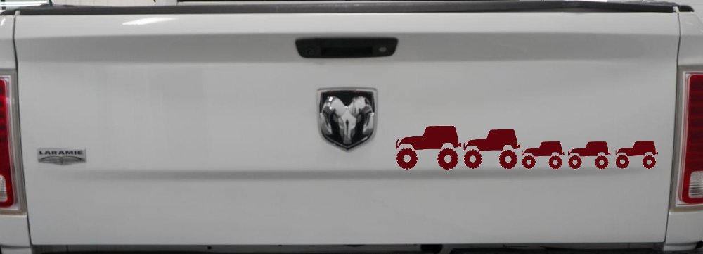 Jeep Stick Family With Three Kids Off Road Car or Truck Window Vinyl Decal Sticker (Purple Red)