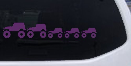 Jeep Stick Family With Three Kids Off Road Car or Truck Window Vinyl Decal Sticker (Violet)
