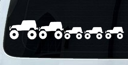 Jeep Stick Family With Three Kids Off Road Car or Truck Window Decal Sticker
