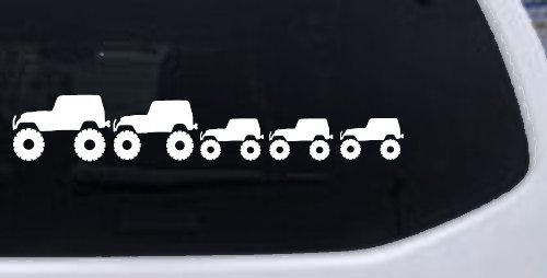 Jeep Stick Family With Three Kids Off Road Car or Truck Window Decal Sticker