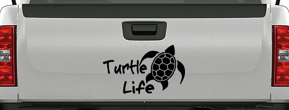 Turtle Life Car or Truck Window Vinyl Decal Sticker (Black)