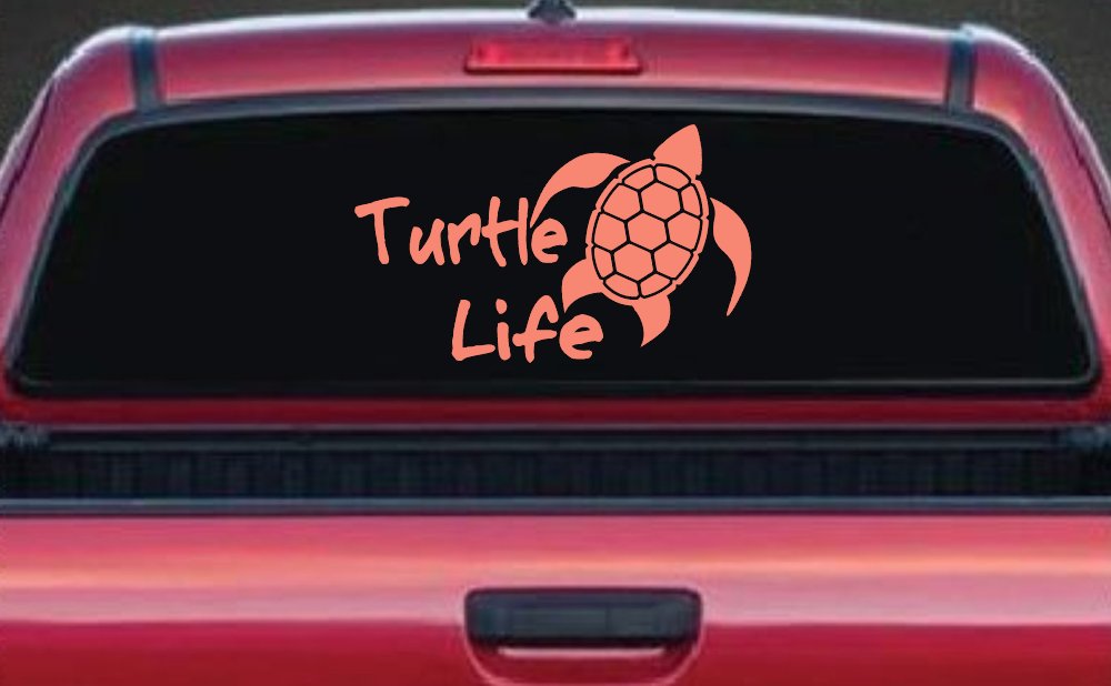 Turtle Life Car or Truck Window Decal Sticker (Coral)