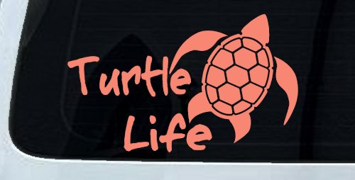 Turtle Life Car or Truck Window Decal Sticker (Coral)