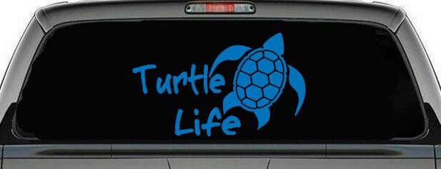 Turtle Life Car or Truck Window Vinyl Decal Sticker (Sky Blue)