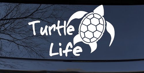 Turtle Life Car or Truck Window Decal Sticker (White)