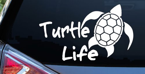 Turtle Life Car or Truck Window Decal Sticker (White)