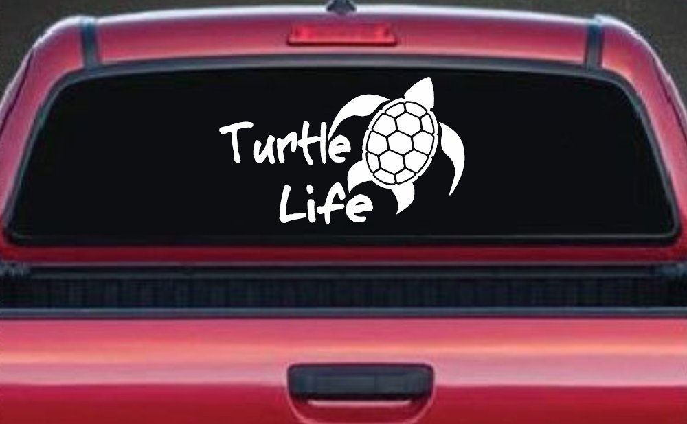 Turtle Life Car or Truck Window Decal Sticker (White)
