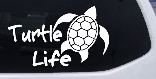 Turtle Life Car or Truck Window Decal Sticker (White)
