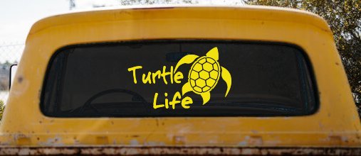 Turtle Life Car or Truck Window Decal Sticker (Yellow)