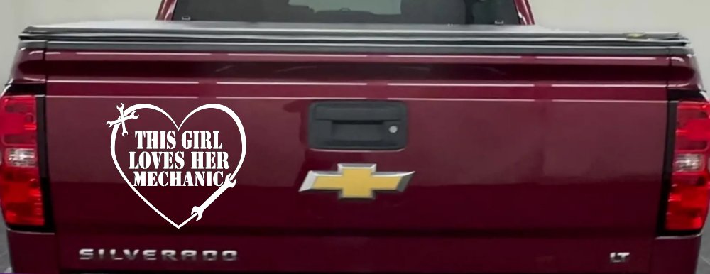 This Girl Loves Her Mechanic Car or Truck Window Decal Sticker