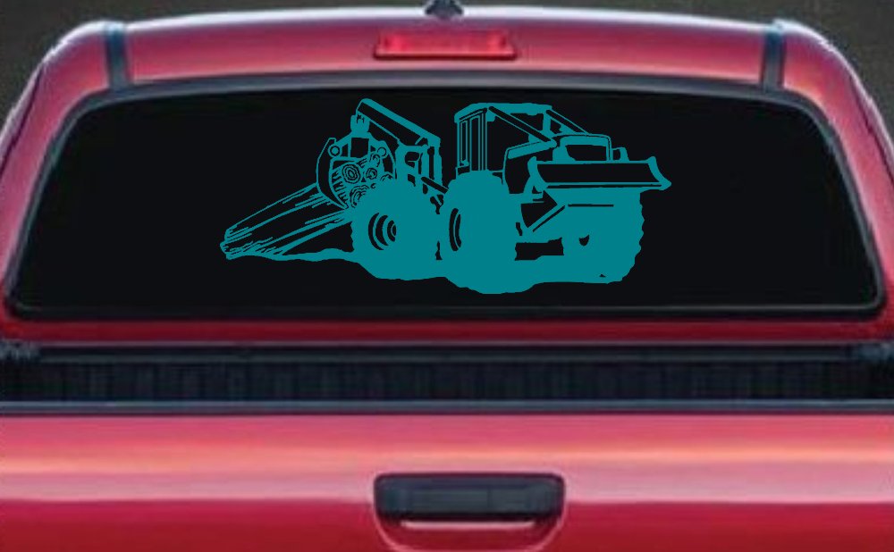 Log Skidder Logging Business Car or Truck Window Decal Sticker (Turquoise Blue)