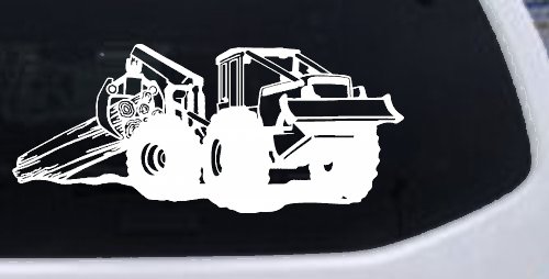 Log Skidder Logging Business Car or Truck Window Decal Sticker (White)