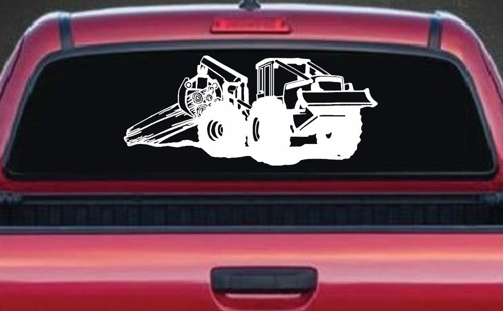 Log Skidder Logging Business Car or Truck Window Decal Sticker (White)