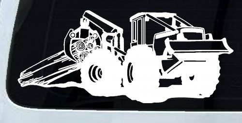 Log Skidder Logging Business Car or Truck Window Vinyl Decal Sticker (White)
