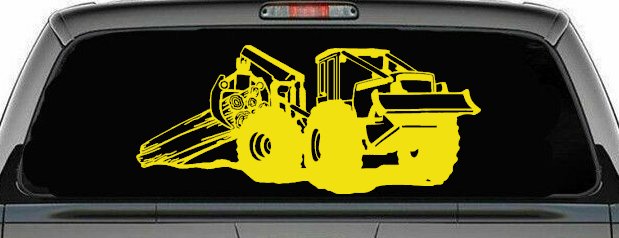Log Skidder Logging Business Car or Truck Window Decal Sticker (Yellow)