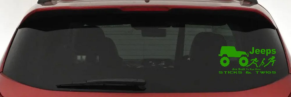 Jeep Running Over Stick Family Off Road Car or Truck Window Decal Sticker (Lime)