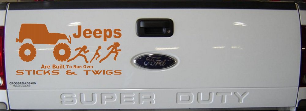 Jeep Running Over Stick Family Off Road Car or Truck Window Decal Sticker (Nut Brown)