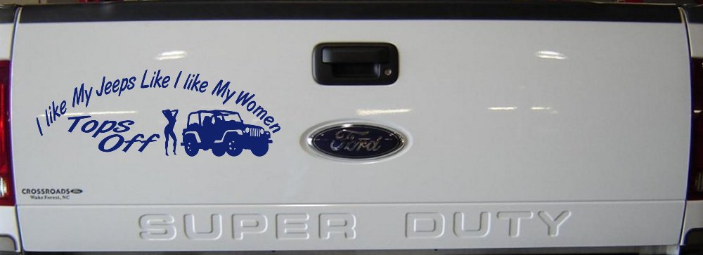 I lIke My Jeeps and Women Tops Off Off Road Car or Truck Window Decal Sticker (Navy)