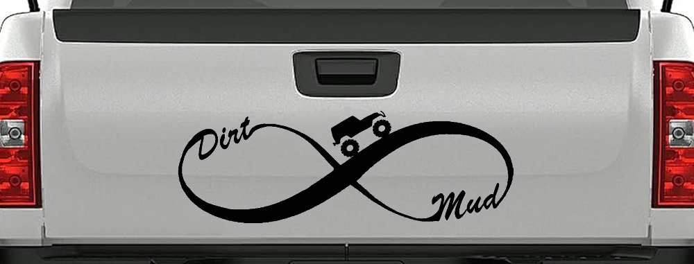 Jeep Infinity Sign with Dirt and mud Off Road Car or Truck Window Decal Sticker (Black)