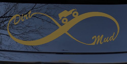 Jeep Infinity Sign with Dirt and mud Off Road Car or Truck Window Decal Sticker (Gold)