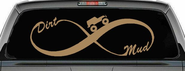 Jeep Infinity Sign with Dirt and mud Off Road Car or Truck Window Decal Sticker