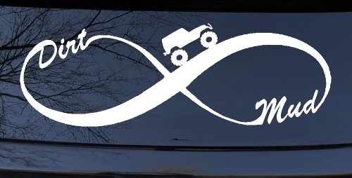 Jeep Infinity Sign with Dirt and mud Off Road Car or Truck Window Decal Sticker (White)