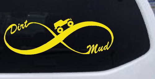 Jeep Infinity Sign with Dirt and mud Off Road Car or Truck Window Decal Sticker (Yellow)