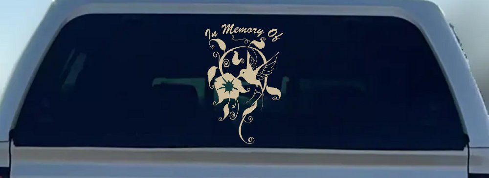 In Memory Of Swirl Vine Hummingbird Car or Truck Window Decal Sticker