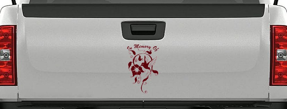 In Memory Of Swirl Vine Hummingbird Car or Truck Window Decal Sticker
