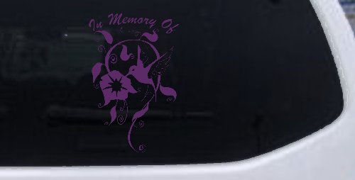 In Memory Of Swirl Vine Hummingbird Car or Truck Window Decal Sticker