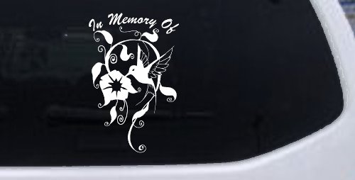 In Memory Of Swirl Vine Hummingbird Car or Truck Window Decal Sticker