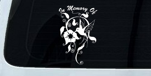In Memory Of Swirl Vine Hummingbird Car or Truck Window Decal Sticker