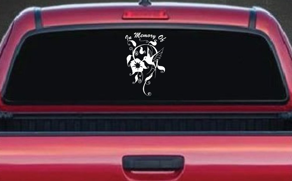 In Memory Of Swirl Vine Hummingbird Car or Truck Window Decal Sticker