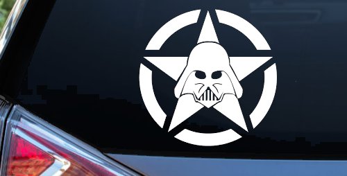 Darth Vader Star Wars Jeep Star Sci Fi Car or Truck Window Decal Sticker (White)