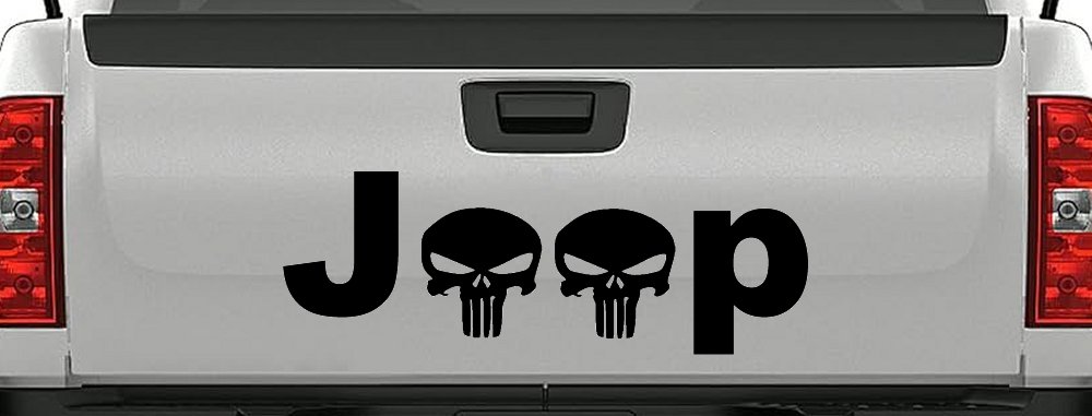 Jeep Punisher Skulls Off Road Car or Truck Window Decal Sticker (Black)