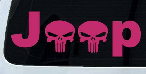 Jeep Punisher Skulls Off Road Car or Truck Window Decal Sticker (Hot Pink)