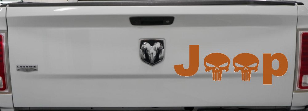 Jeep Punisher Skulls Off Road Car or Truck Window Vinyl Decal Sticker (Nut Brown)