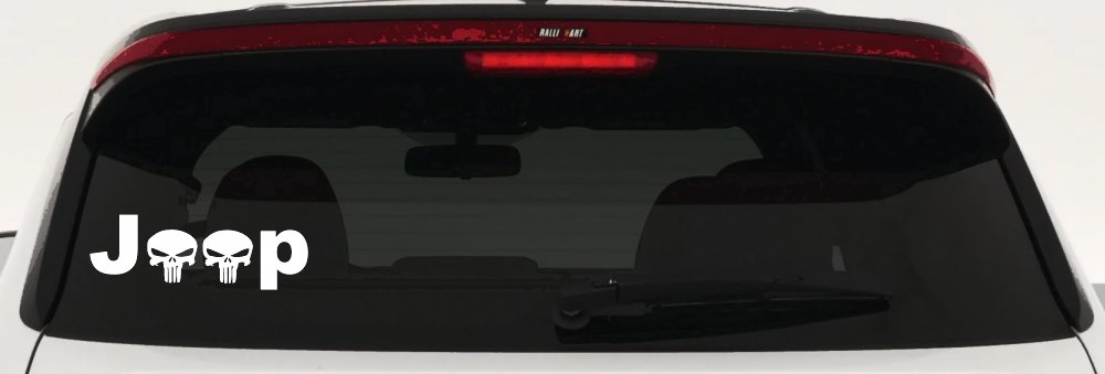 Jeep Punisher Skulls Off Road Car or Truck Window Decal Sticker (White)