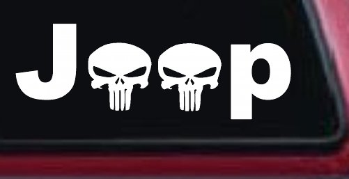 Jeep Punisher Skulls Off Road Car or Truck Window Vinyl Decal Sticker (White)