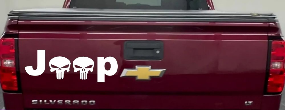 Jeep Punisher Skulls Off Road Car or Truck Window Decal Sticker (White)