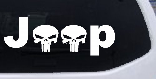 Jeep Punisher Skulls Off Road Car or Truck Window Decal Sticker (White)