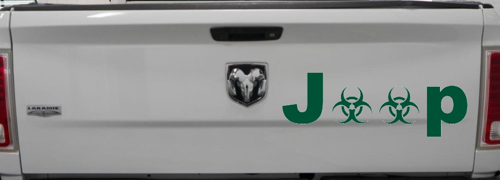 Radio Active Bio Hazard Jeep Off Road Car or Truck Window Decal Sticker (Dark Green)